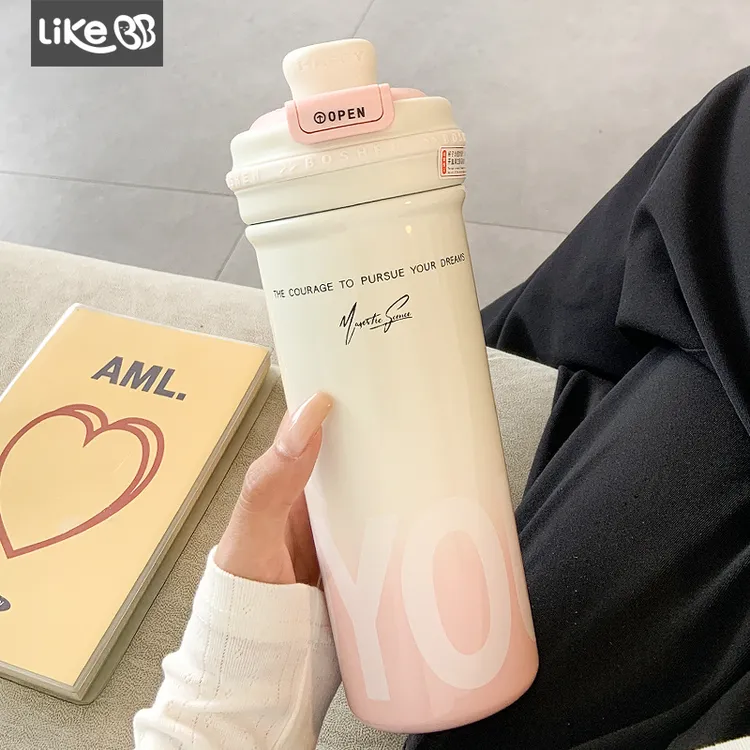 保温杯女生大容量水杯女新款2025高颜值女士泡茶办公室便携杯子