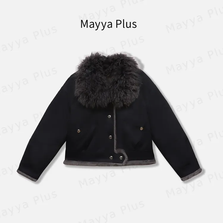 【铂金时代】Mayya Plus羊羔毛领100%兔毛内胆双面穿女外套32546837
