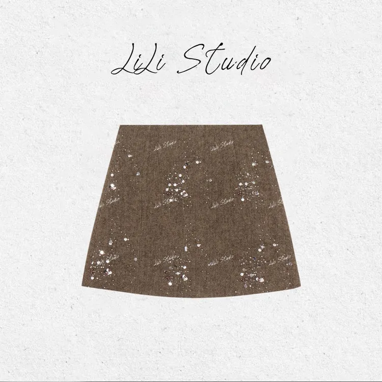 PCNY不理理“闪亮耀眼”时尚洋气亮片百搭气质显瘦半身裙A字版短裙