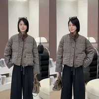 【洁子推荐】2025冬季新款258713立领细格拼接针织领羽绒服JZYC