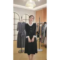 L9494  2025年早秋新款时尚气质百搭收腰显瘦中长款连衣裙