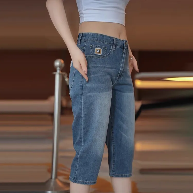 Leekody香港2025夏季超薄男款七分牛仔裤直筒修身透气休闲7分中裤