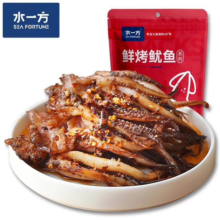 水一方【10天短保现烤鱿鱼头】即食大连特产现烤铁板鱿鱼须60g*3