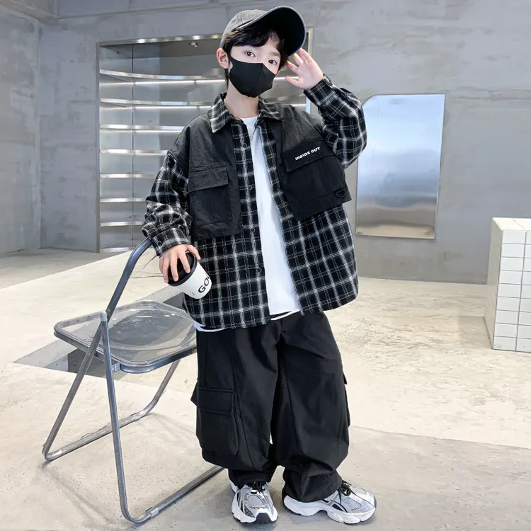 男童秋装套装2025新款中大儿童春秋款工装外套男孩帅气时髦运动服