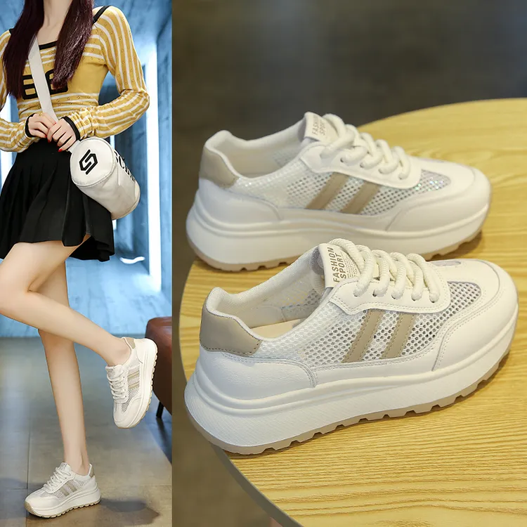 透气单网休闲板鞋女2025春夏季新款小白鞋时尚百搭学生板阿甘鞋