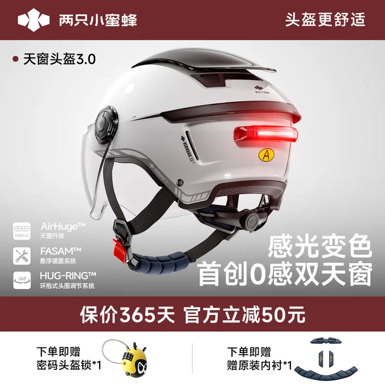 两只小蜜蜂2026新款双天窗头盔3C认证电动摩托车夏季防晒四季爆款商品图