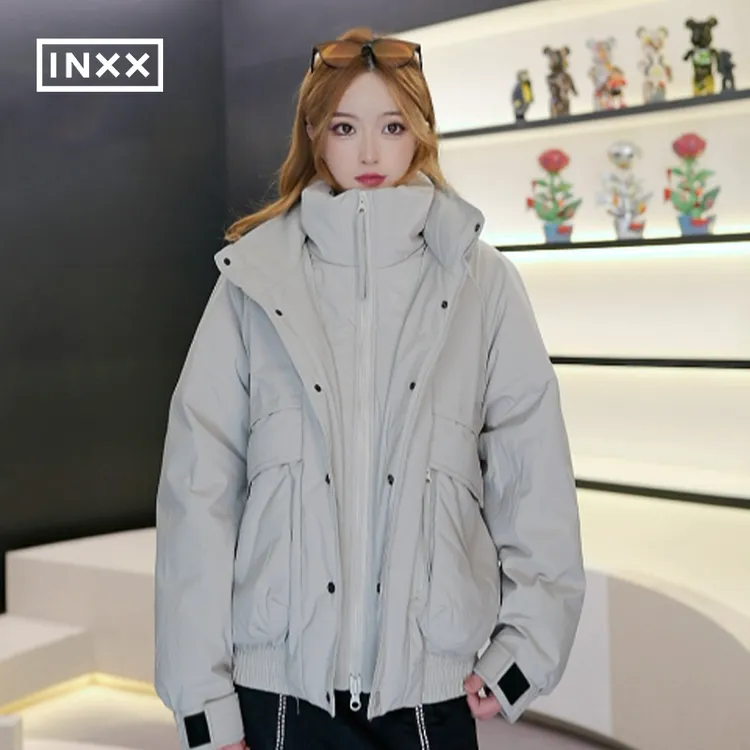 【INXX】潮牌纯色插肩袖羽绒服高领短款外套黑色男款XRF4156237