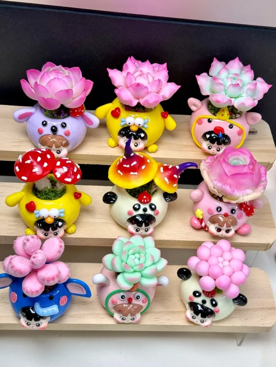 树脂粘土多肉 不能浇水 手工潮玩作品
