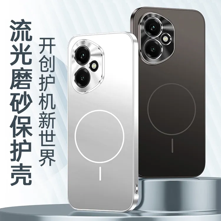 适用荣耀400/400Pro流光磨砂磁吸壳亚克力镜头透明全包手机壳