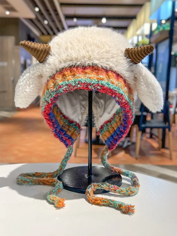 韩版网红秋冬秋季卡通包头冬季无檐帽子编织保暖复古帽子女秋冬