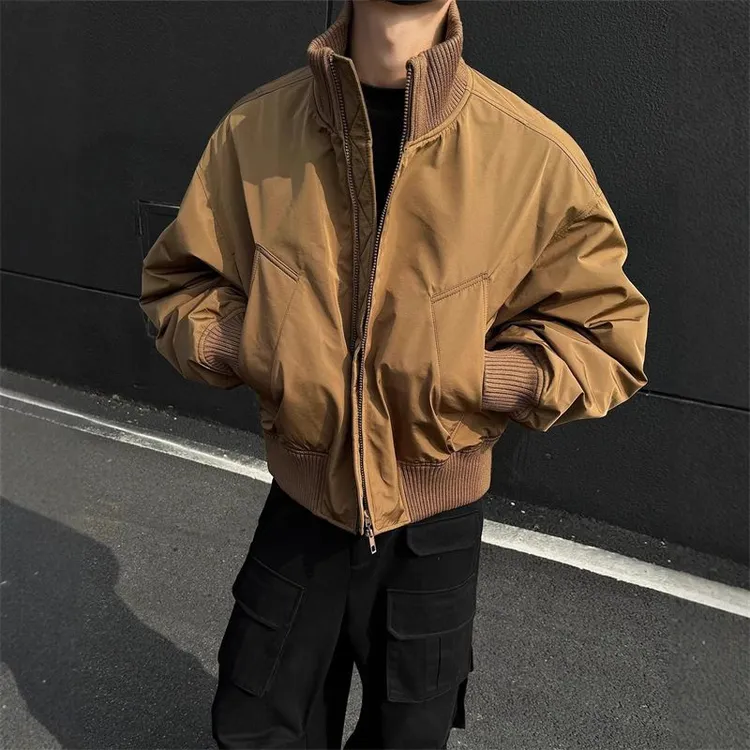 美式复古短款飞行夹克男cleanfit高级感廓形大码宽松棒球服外套潮