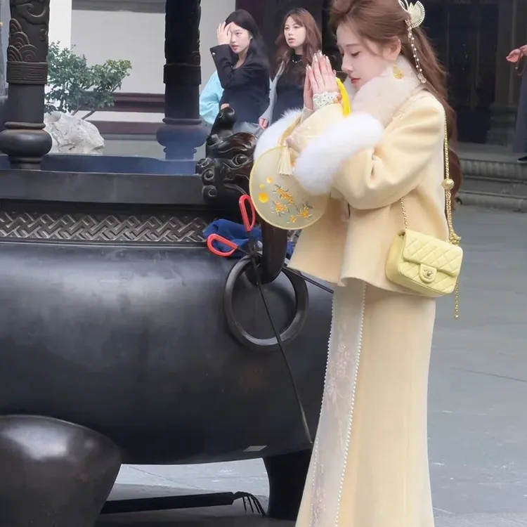 【现货运费险】锦绣暖冬•新中式招财进宝刺绣加厚鱼尾裙套装