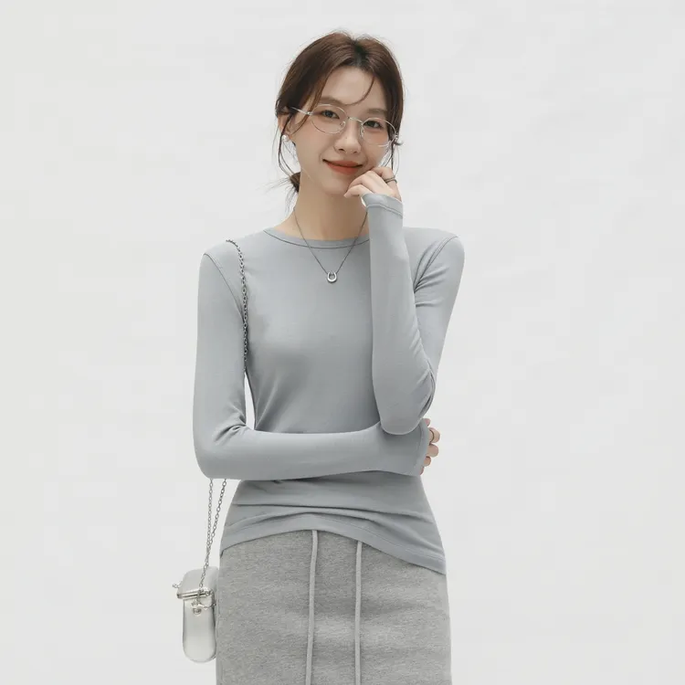 珍珠山羊绒打底衫女长袖t自发热修身内搭通勤外穿圆领打底针织衫