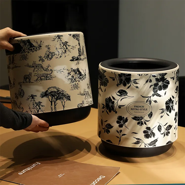 2025新款家用客厅高颜值垃圾桶女孩卧室专用法式大容量双层可提