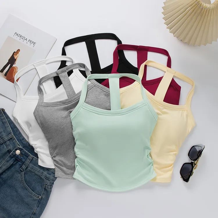 夏季新款小众设计感露背美背吊带背心女带胸垫显瘦外穿辣妹上衣潮