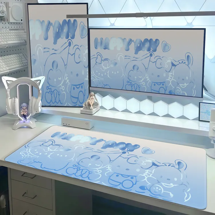 鼠标垫推荐电脑配件蓝色渐变线条高颜值电竞外设装备电脑桌垫定制