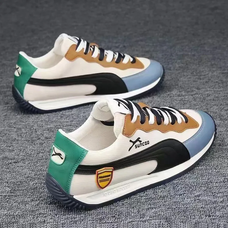 透气潮流低帮时尚休闲男鞋运动鞋子春夏皮面男士阿甘鞋青少年