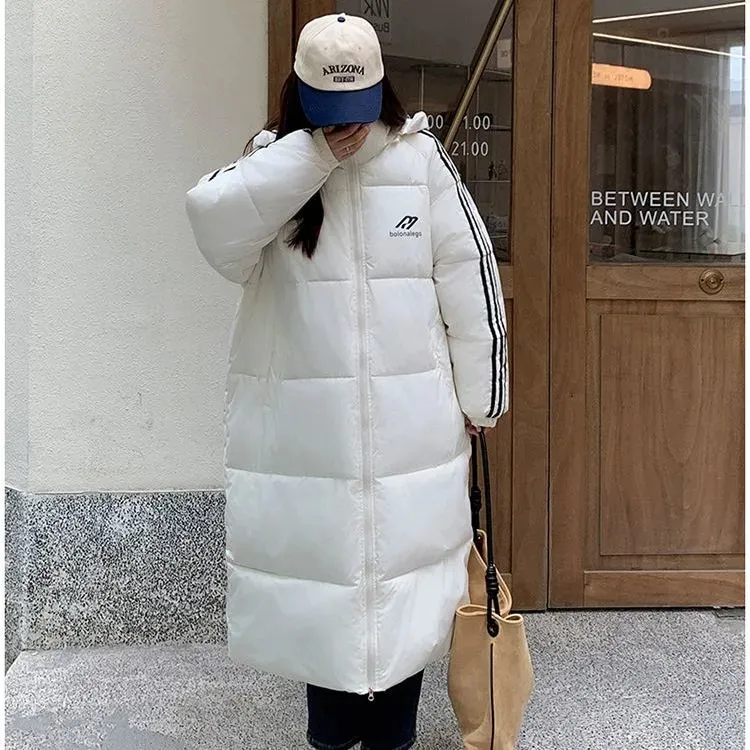 冬季新款连帽长款棉服过膝棉衣韩版宽松加厚棉袄保暖外套洋气