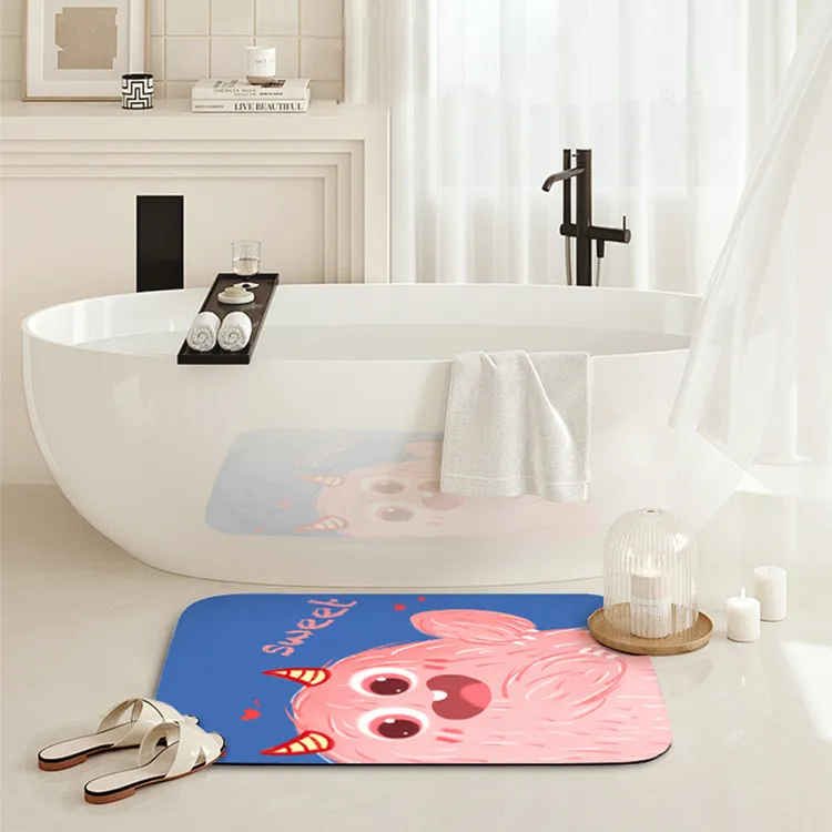 小团圆卡通小怪兽硅藻泥地垫