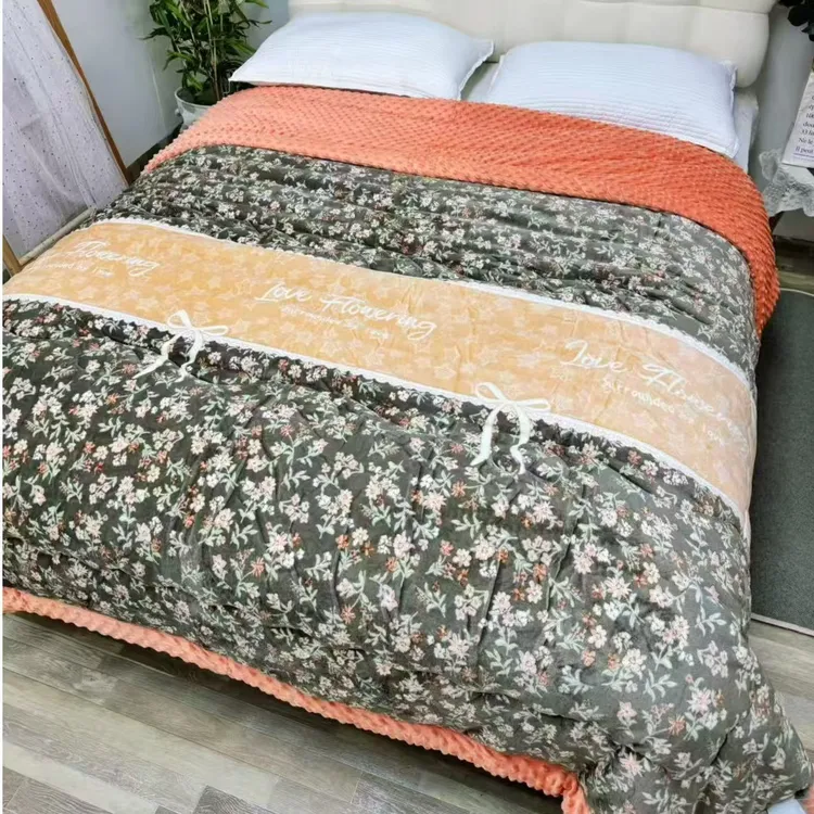 【丈母娘宠粉花色】高端定制A面高支高密牛奶绒B面5D立体按摩豆豆绒