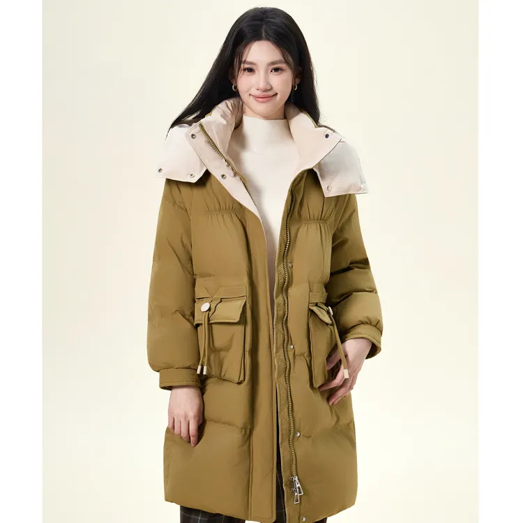 茵曼羽绒服女款冬季长款90绒子2025新款轻量连帽大气保暖外套