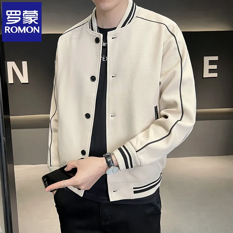 Romon/罗蒙棒球服外套男春秋高级感休闲时尚夹克韩版潮牌百搭上衣