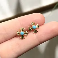 【壹芳珠宝】天然原矿绿松石耳钉