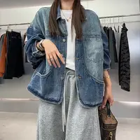 【YL严选】复古牛仔外套女秋季新款宽松显瘦休闲翻领夹克长袖上衣