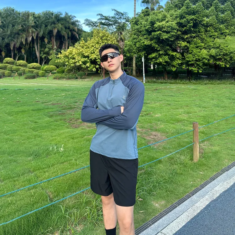 弹力速干户外运动系列显大健身衣运动长袖轻薄透气修身训练服男潮