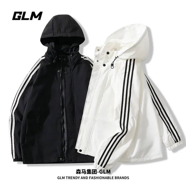 潮牌春秋季男士夹克衫休闲外套情侣可拆帽子短款户外茄克衣服男装