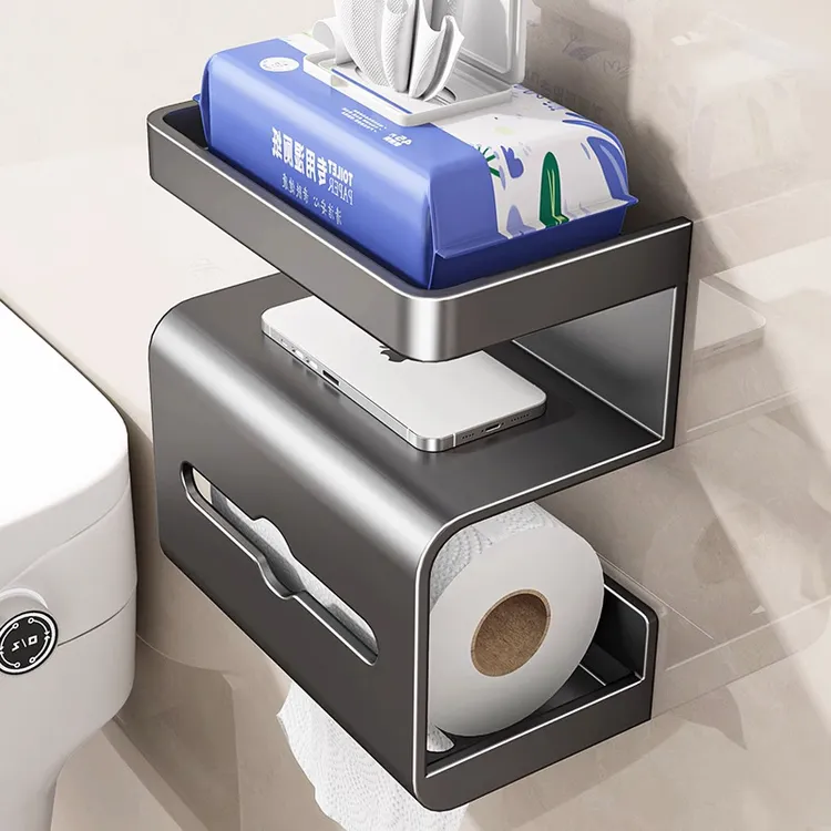卫生间厕纸盒壁挂式卷纸挂架卫生纸置物架厕所抽纸盒免打孔纸巾架