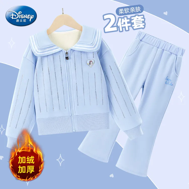 迪士尼女童套装2025春秋款时尚休闲小女孩套装6-12岁套装两件套女