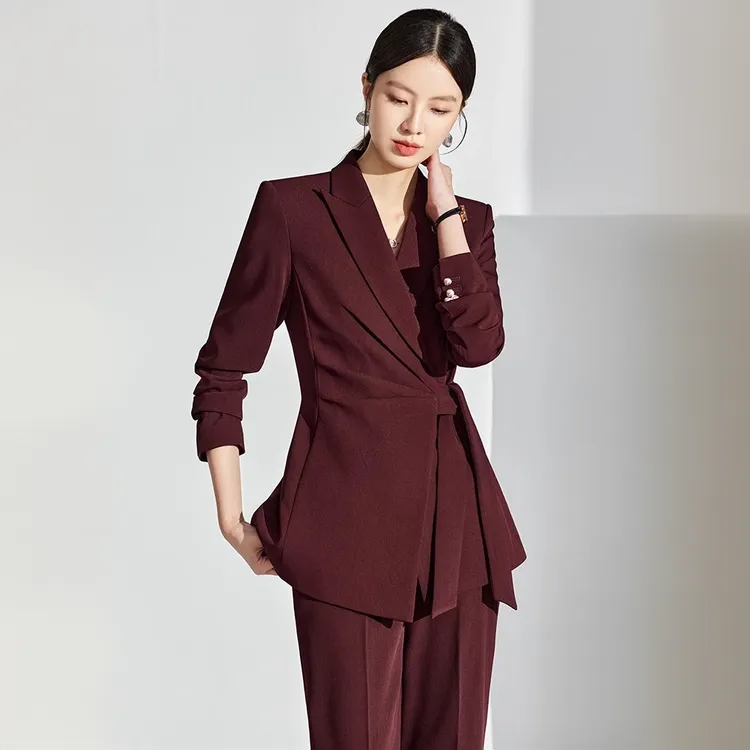 胖mm安可拉红职业女性西服套装秋季大码成熟温柔御姐范气质两件套