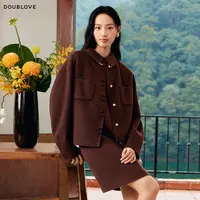 【千颂妮专享】DOUBLOVE轻暖双面呢小香风羊毛大衣甜美外套