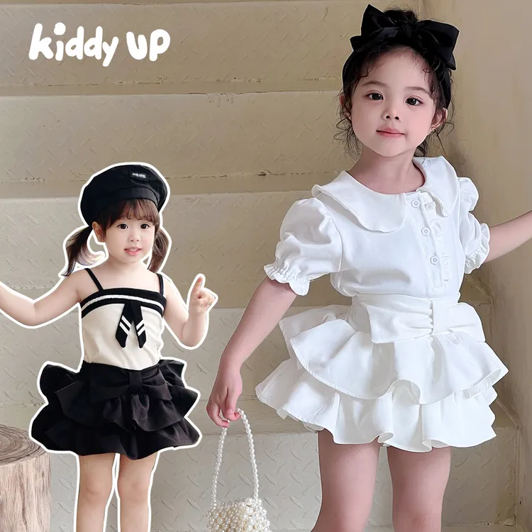 KIDDY UP【夏末特价】女宝百褶裙裤学院风套装蝴蝶结蛋糕裙夏装套装