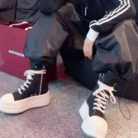 高帮厚底增高帆布鞋