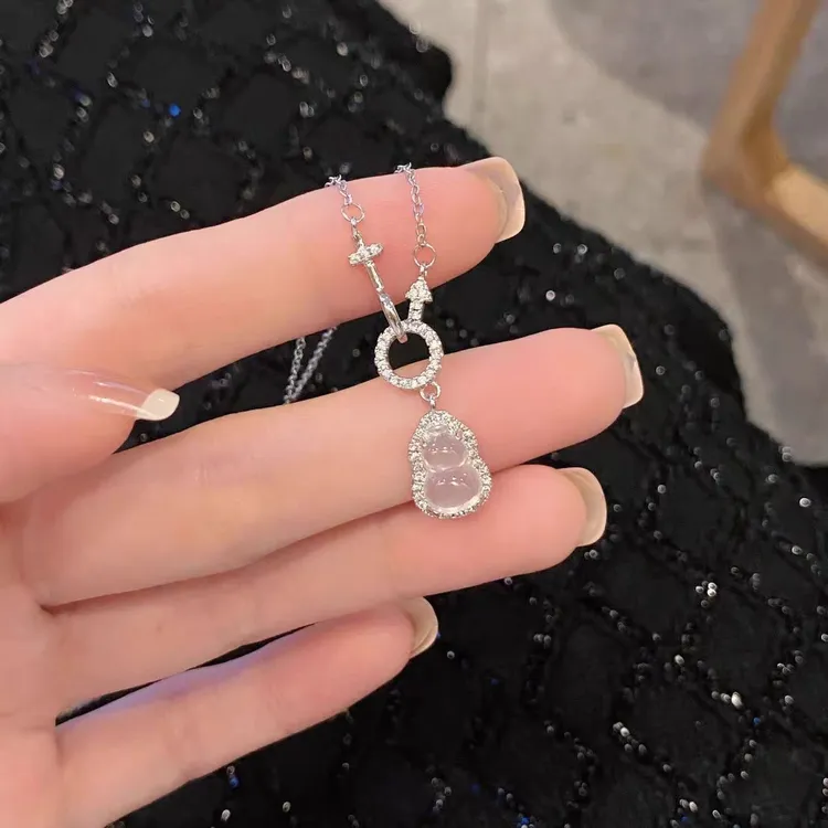 坠链均925银 冰萃葫芦项链女纯银新中式福禄环环相扣吊坠生日礼物