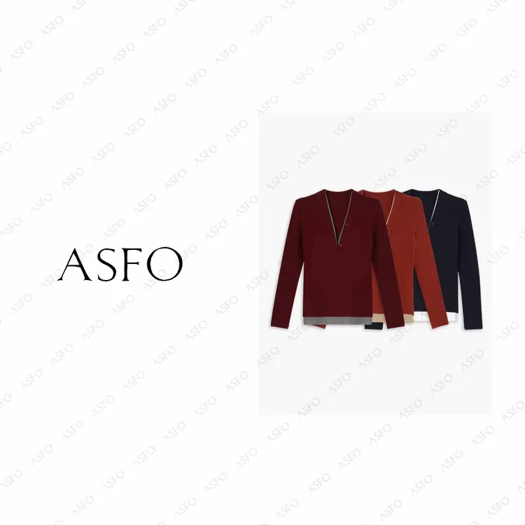 【AS小邂逅】25新假两件撞色修身显瘦磨毛衫AS25QXS03435