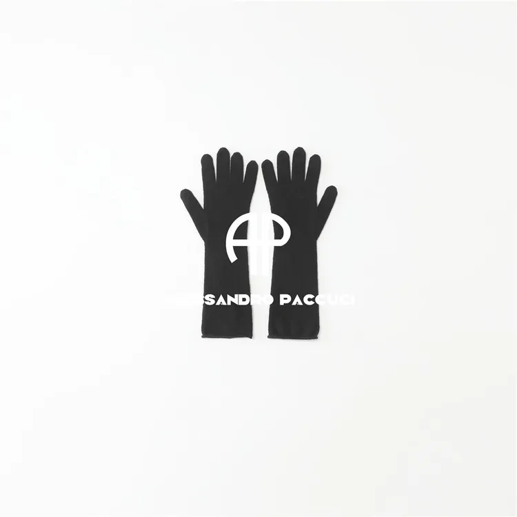 AP洛哥53136AT全羊绒微卷柔软保暖时尚百搭黑色五指手套