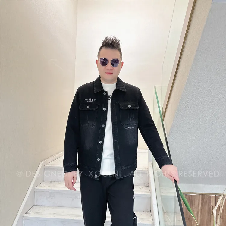 冬季款XGG胸口俩抓痕口袋男士高档奢品男款牛仔羽绒服（内胆可拆卸