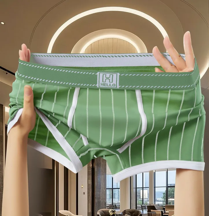 男士内裤男潮流男生棉质透气四角裤短裤青年条纹个性平角裤头