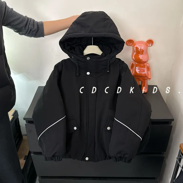 川度25704儿童棉衣连帽冬季加厚棉服男女童百搭宽松拼接大童上衣