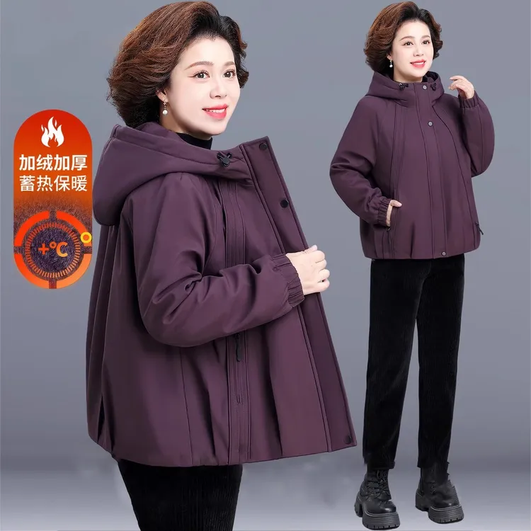 妈妈派克服女秋冬加绒加厚2025新款中老年人冬装棉服中年秋装棉衣