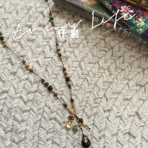 铜合金项链 手工复古民族风精致玉石小众可爱毛衣项链百搭
