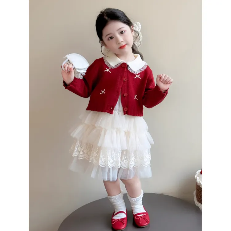 女童洋气小香风春秋季长袖连衣裙套装宝宝2025新款公主裙子早秋装