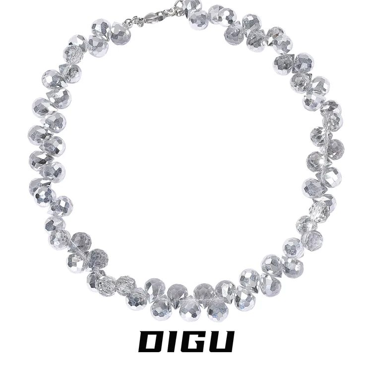 嘀咕家 铜合金亚克力项链 轻奢水晶串珠项链甜辣风项圈水滴颈链