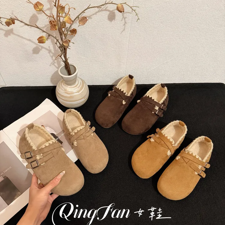 勃肯鞋女秋冬2025新款爆款一脚蹬豆豆鞋冬季女鞋加绒全包博肯鞋子