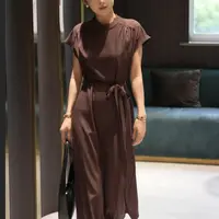 【素雅静致】休闲风气质轻奢收腰中长款连衣裙 88150
