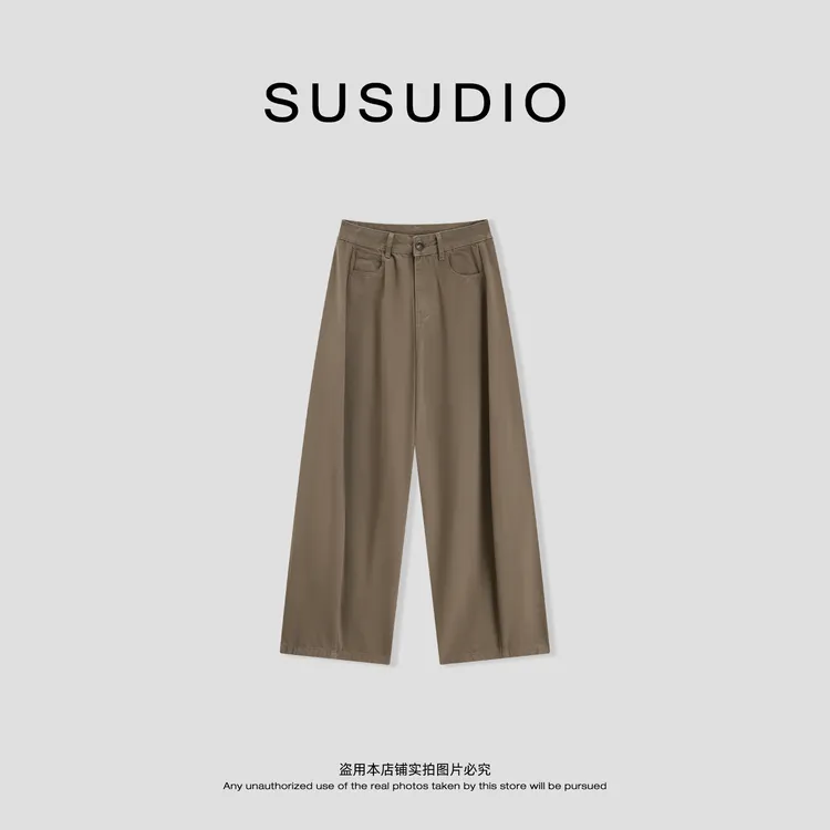 SUSUDIO 100棉 复古做旧水洗显腿细宽松气球型牛仔裤 40640