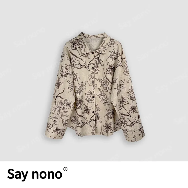 懒猫nono│Saynono 时尚休闲港风复古碎花长袖女士衬衫253321